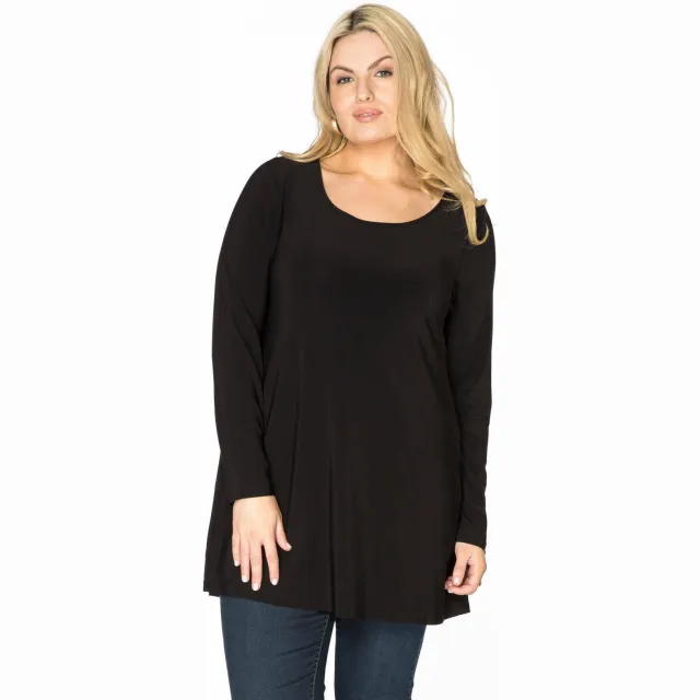 Yoek longsleeve van travelstof DOLCE zwart