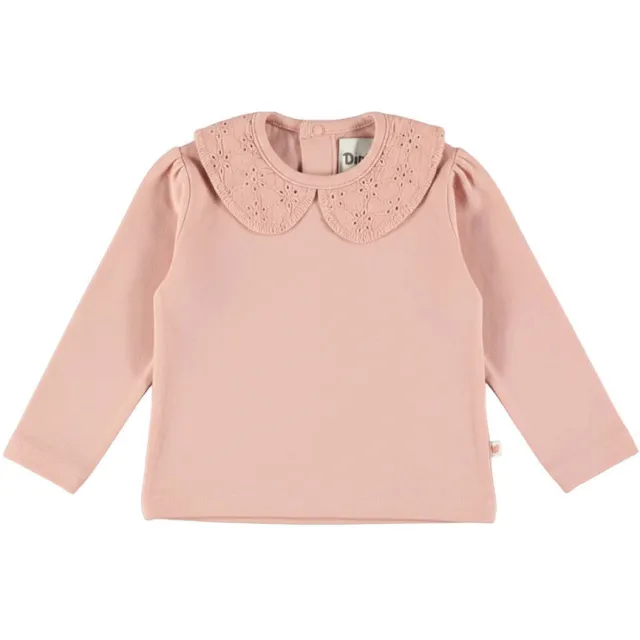 Dirkje longsleeve met broderie roze