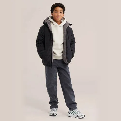 WE Fashion teddy winterjas grijs, foto 3
