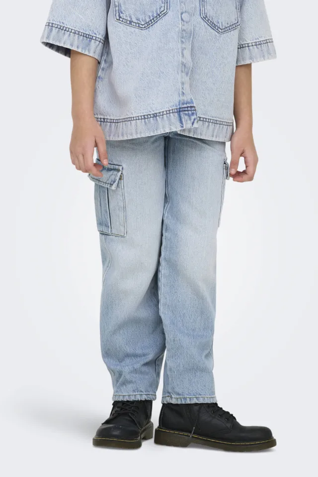 Only KIDS ONLY GIRL wide leg regular waist jeans light blue denim