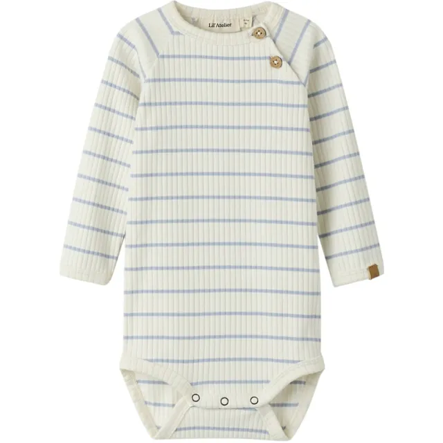 Lil' Atelier BABY romper gestreept ecru/blauw