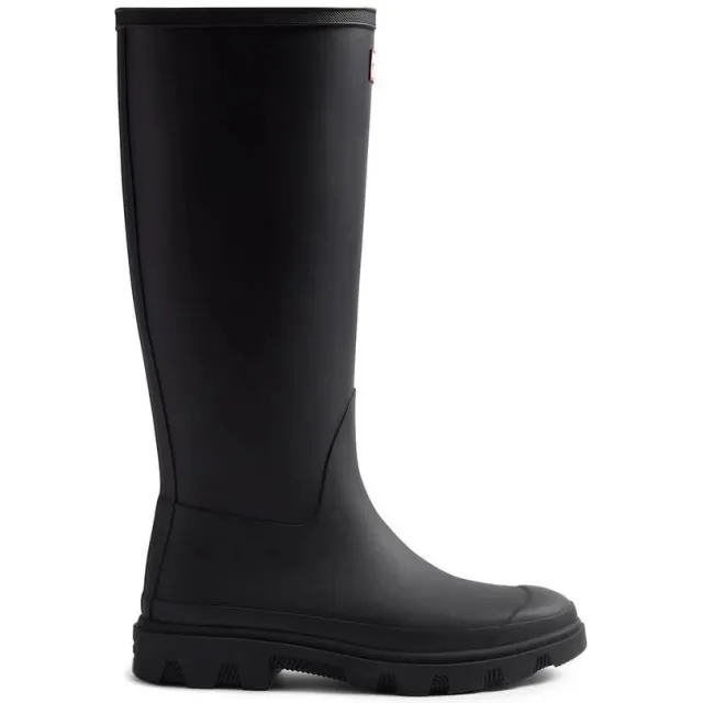 Hunter Boots Hunter Downpour tall regenlaarzen met profielzool en logo - zwart