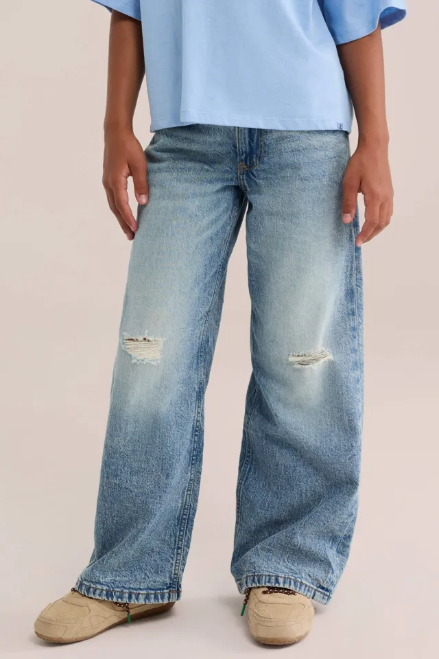 WE Fashion Blue Ridge wide leg jeans met slijtage - blauw, foto 4
