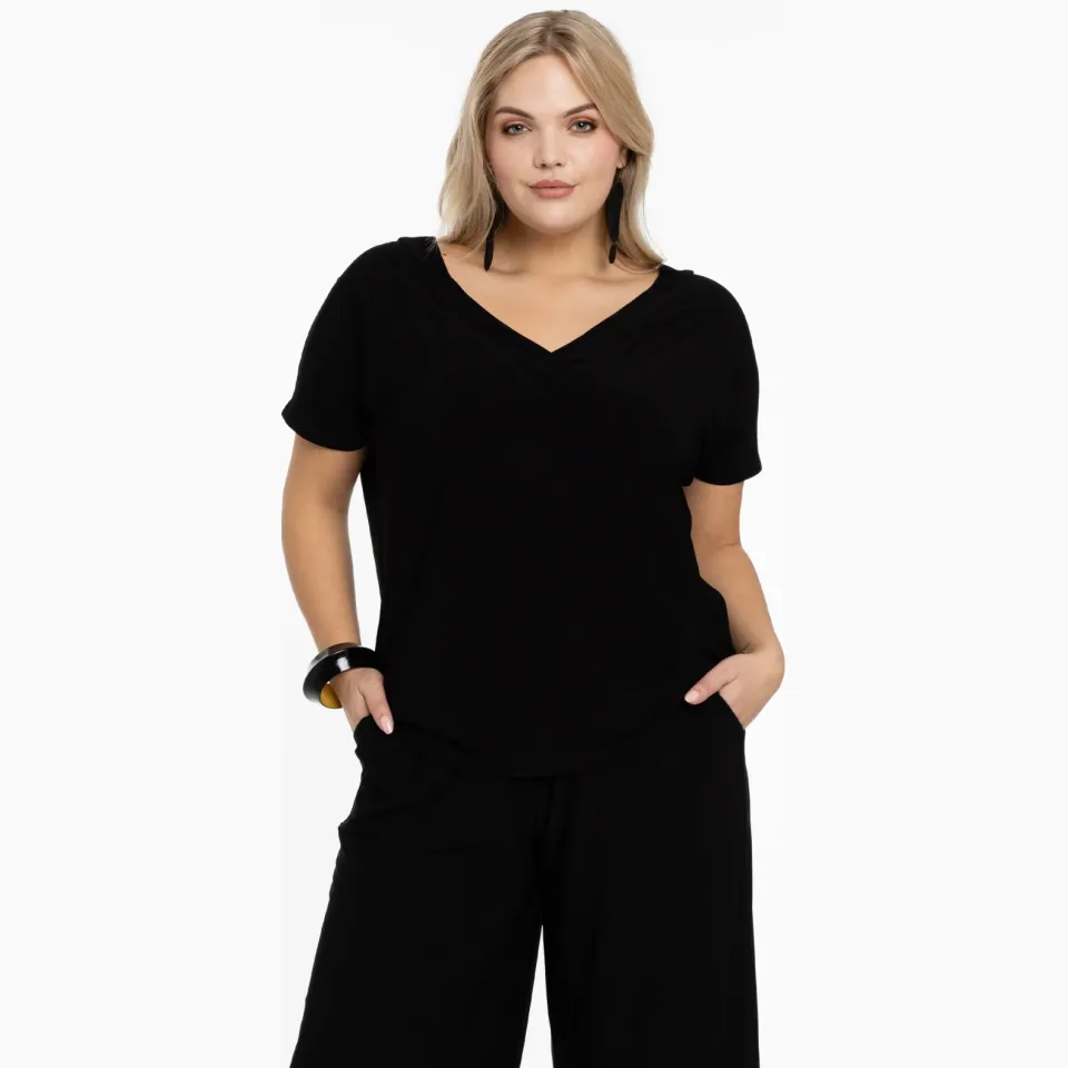 Yoek T-shirt v-hals zwart