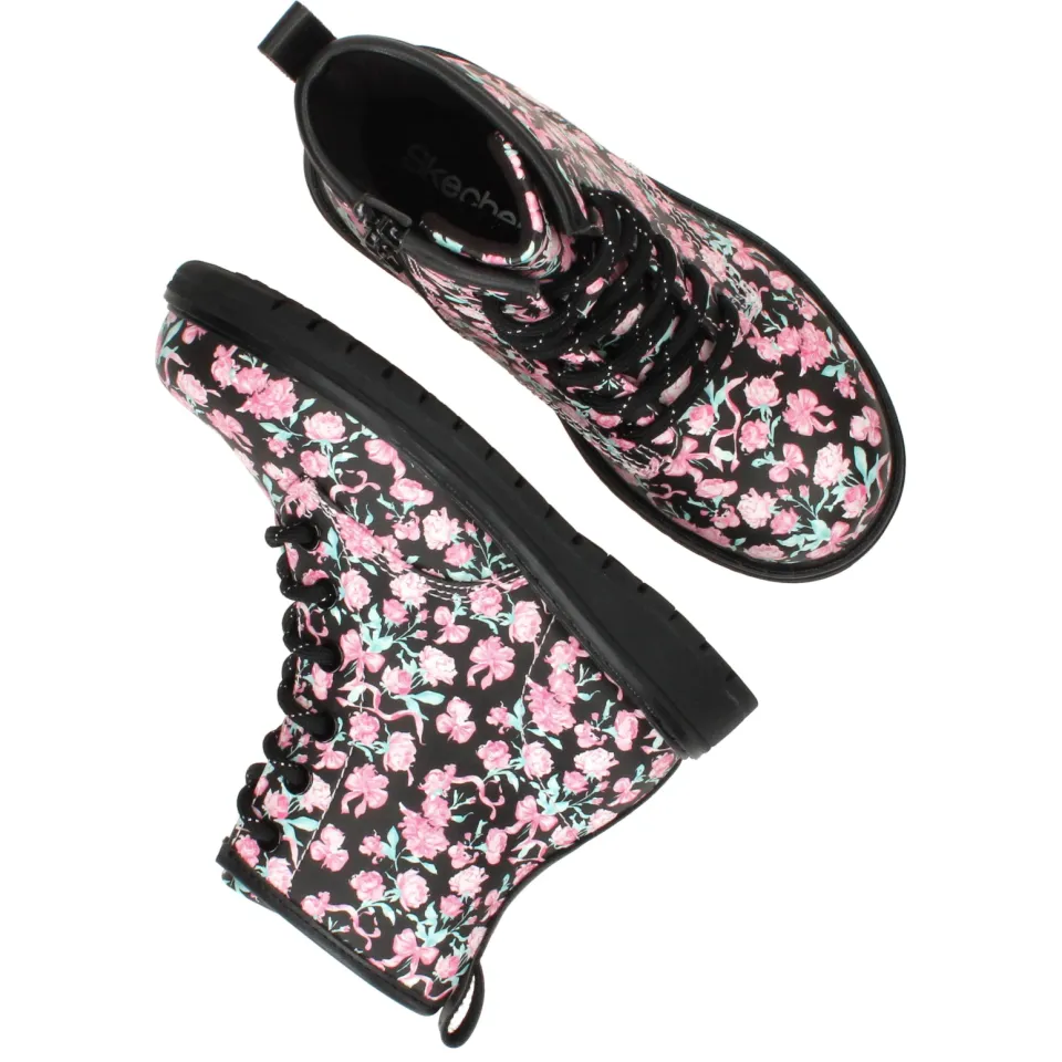 Skechers Gravlen veterboot zwart met roze bloemenprint, foto 4