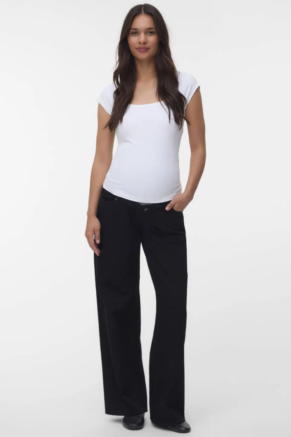 Mamalicious MLMALAGA zwangerschaps wide leg jeans - zwart Black denim