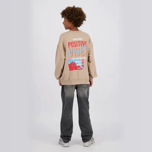 Raizzed sweater met backprint - bruin, foto 3