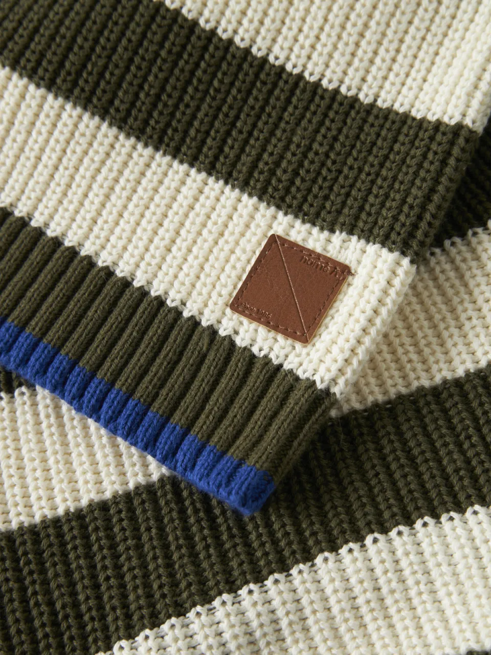 NAME IT MINI katoenen oversized gestreepte trui - donkergroen Streep donkergroen/ecru, foto 4