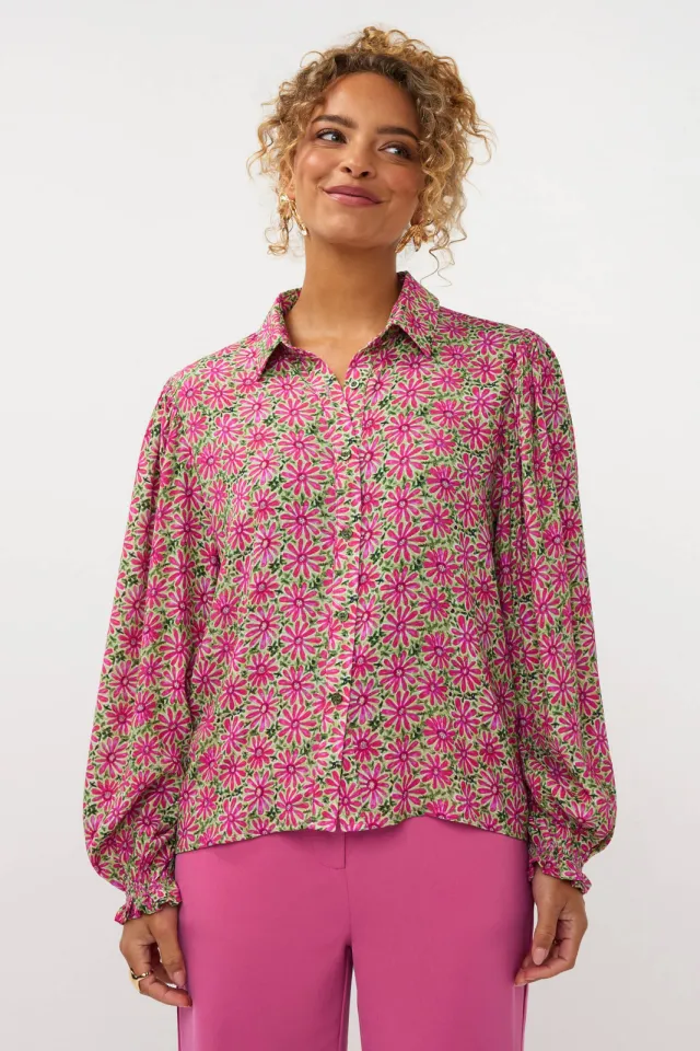 Ydence gebloemde blouse roze