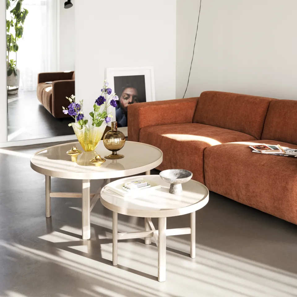 Rowico Home Marsden ronde houten salontafel met beige keramieken blad - Ø 90 cm, foto 3