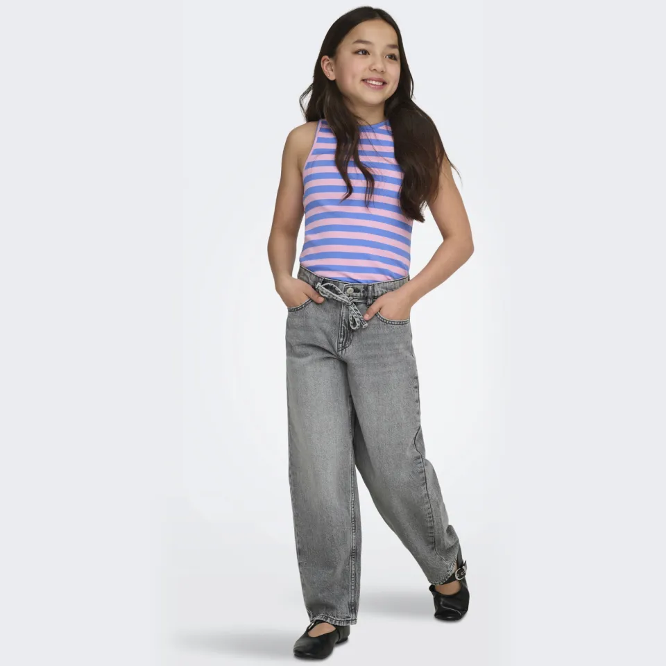 Only KIDS ONLY GIRL high waist straight leg jeans grey denim Medium Grey Denim