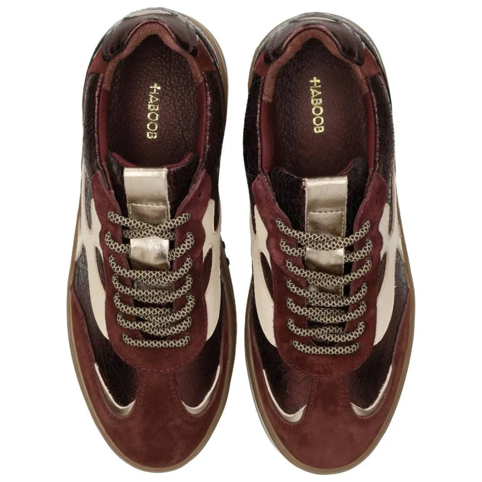 Haboob Aurelie leren sneakers met plateauzool - bordeaux, foto 5