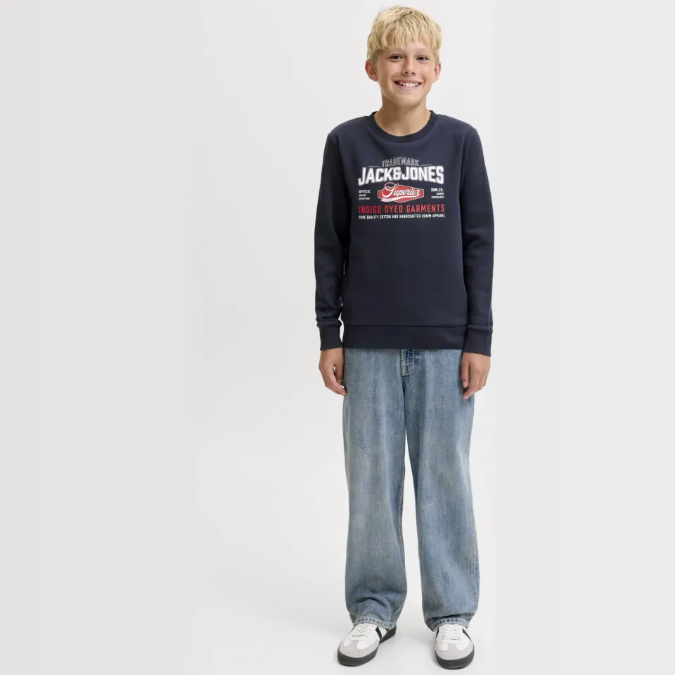Jack & Jones JUNIOR sweater met logo - donkerblauw