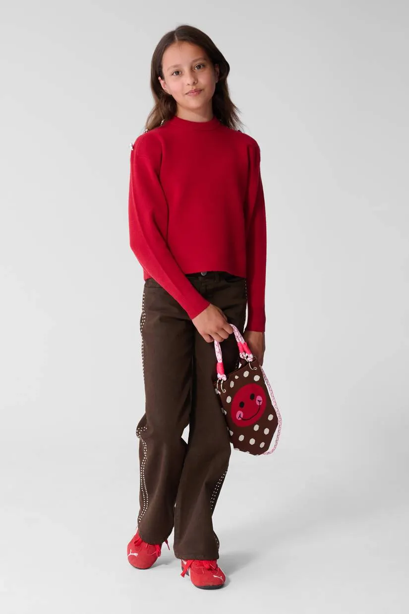 Shoeby gebreide trui met studs - rood, foto 3