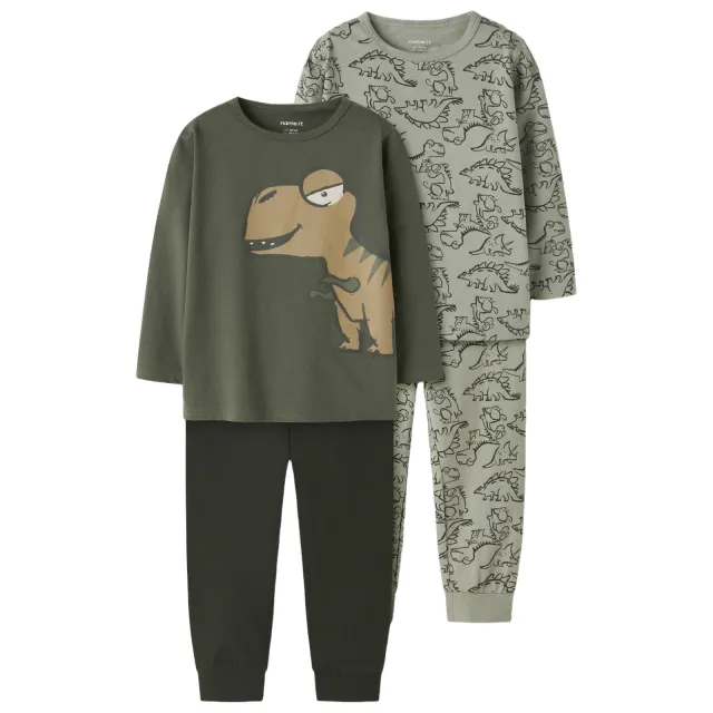 NAME IT MINI pyjama 2-delig donkergroen lichtgroen Donkergroen/lichtgroen