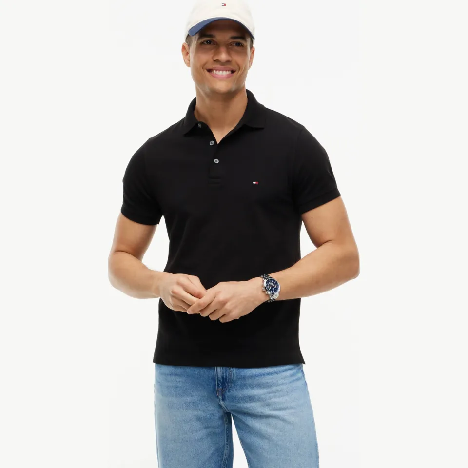 Tommy Hilfiger slim polo zwart