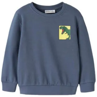 NAME IT MINI sweater met backprint - blauw Jongens Katoen Ronde hals Backprint