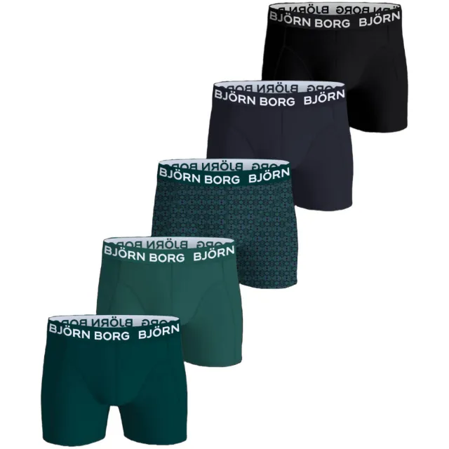 Björn Borg Cotton Stretch boxershorts groen zwart donkerblauw Groen/zwart/donkerblauw