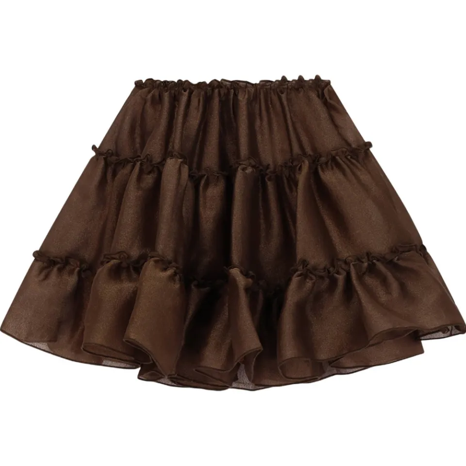 Le Chic korte tule A-lijn rok met glitters donkerbruin, foto 3