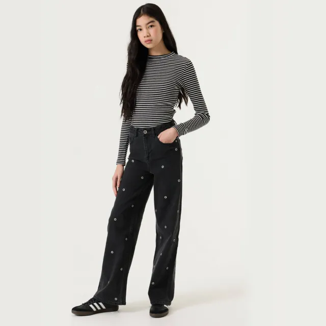 Garcia Annemay high waist wide leg jeans met studs - medium used