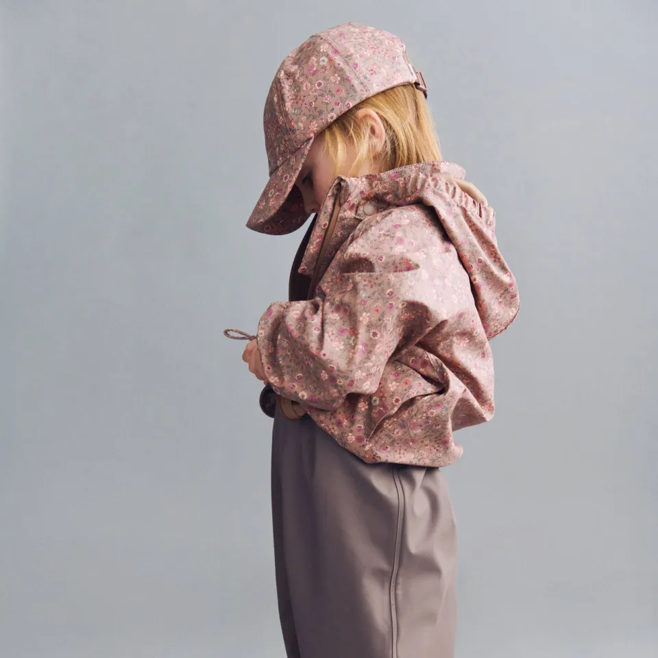 Wheat gebloemde regenjas beige/roze
