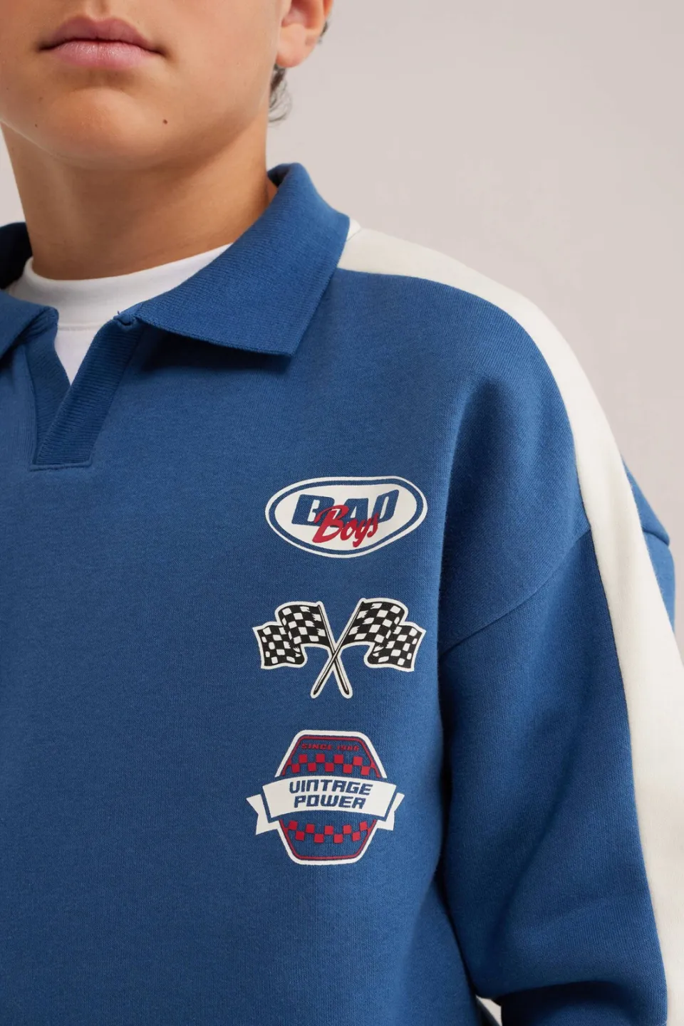 WE Fashion Bad Boys gebreide trui - blauw/wit, foto 3