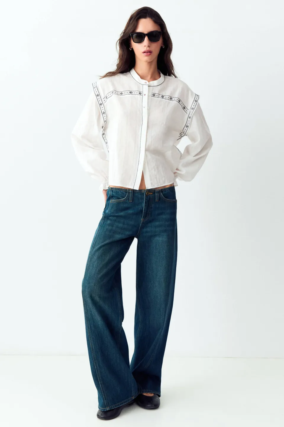 Mango Teen blouse met borduursels wit