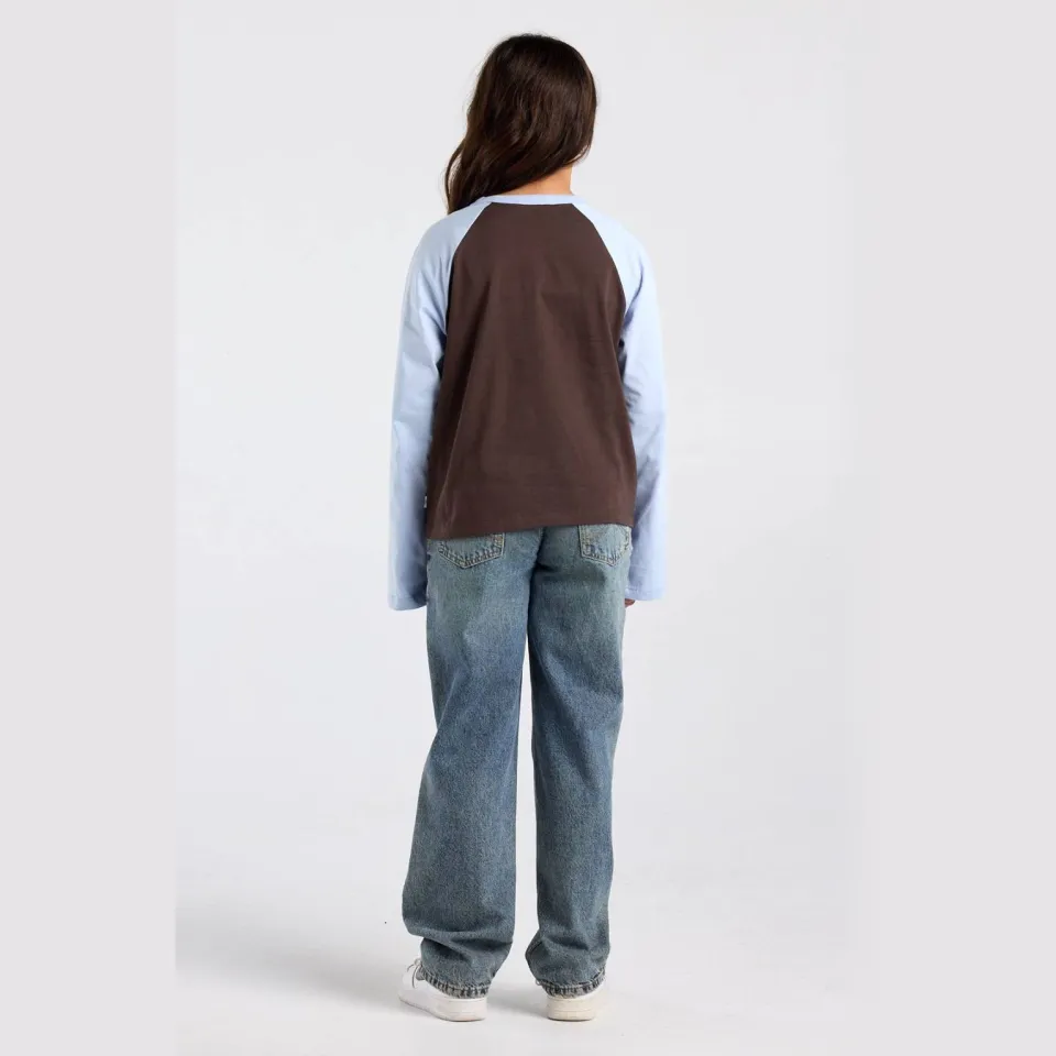 America Today longsleeve bruin/lichtblauw, foto 4
