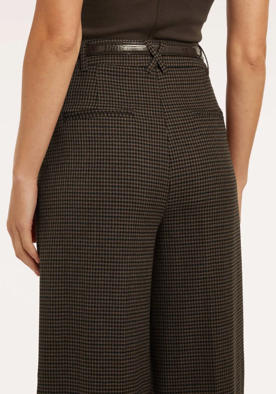 Beaumont wide leg pied-de-poule broek - donkerbruin, foto 4