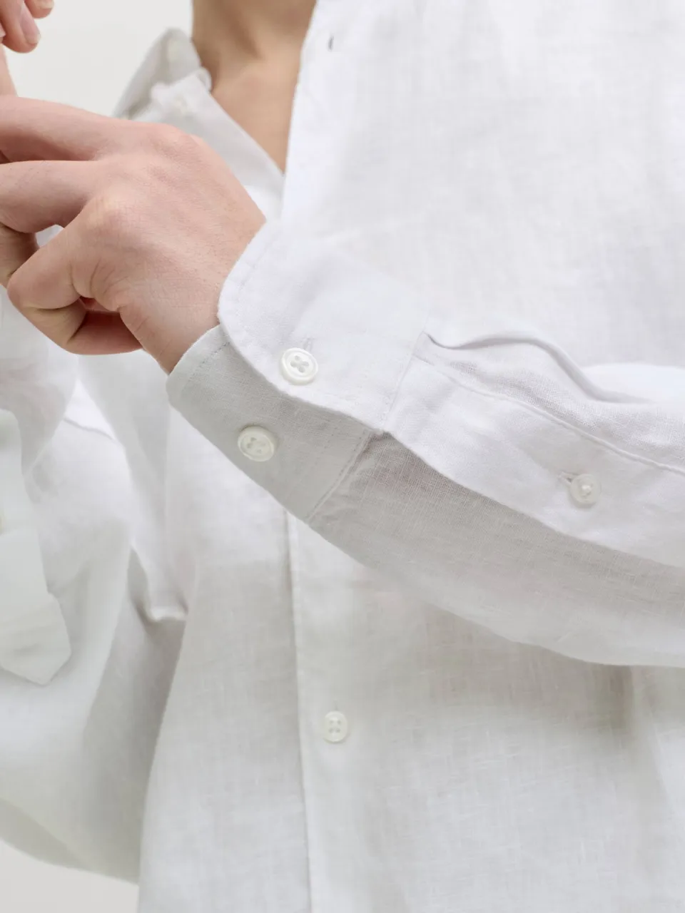 Jack & Jones PREMIUM relaxed casual overhemd met linnen wit, foto 6