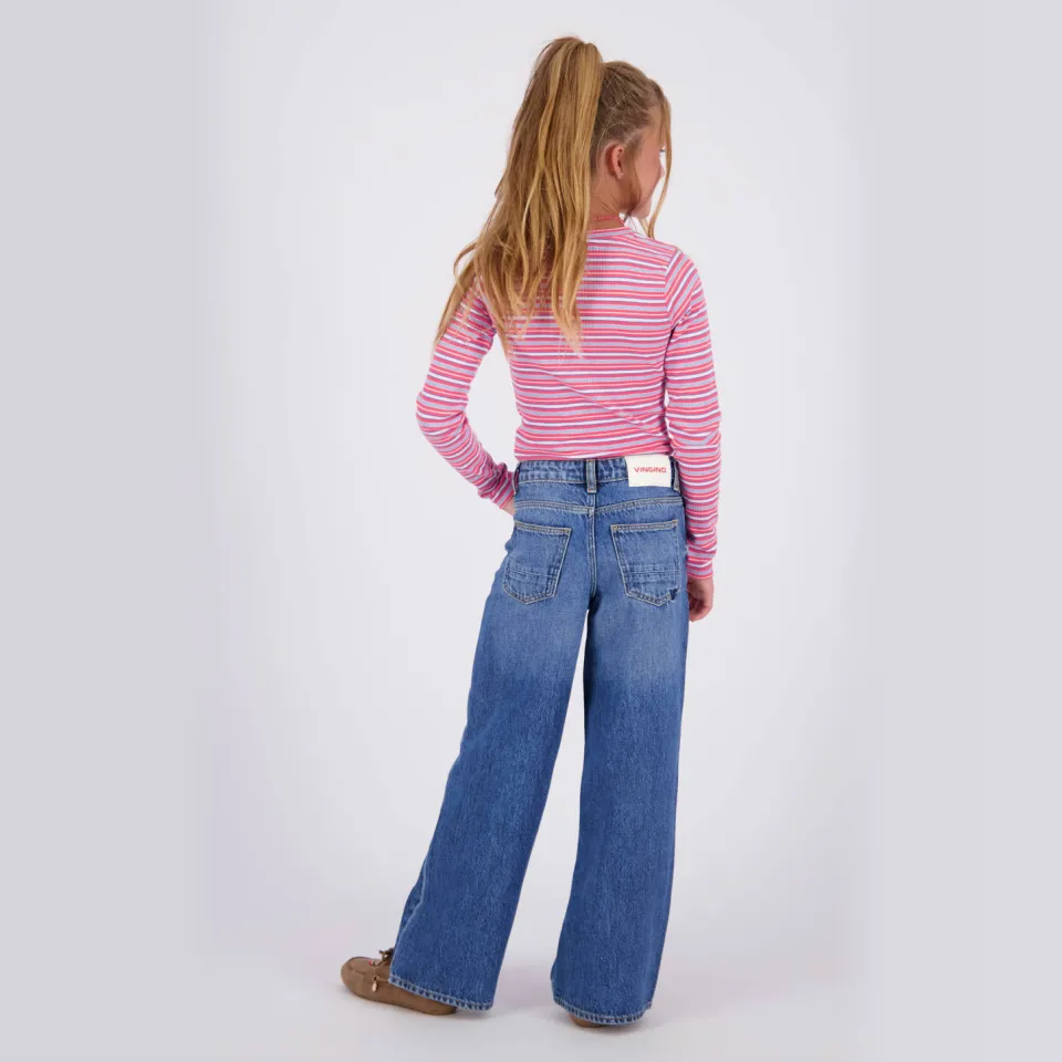Vingino Cassie Hearts wide leg broderie jeans met hartjes - Old Vintage, foto 3