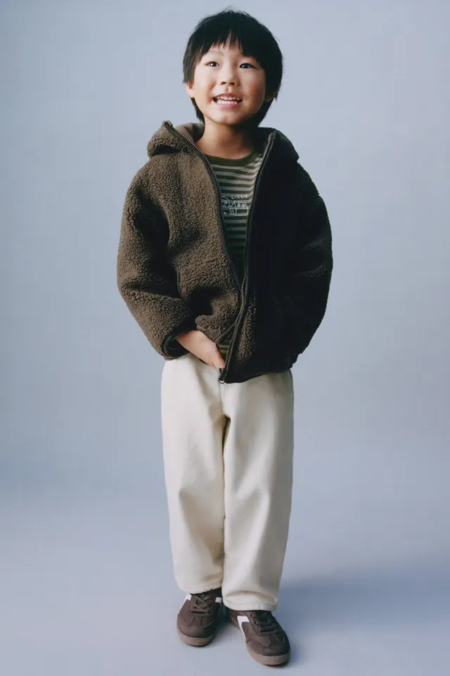 Mango Kids jas met teddy details groen