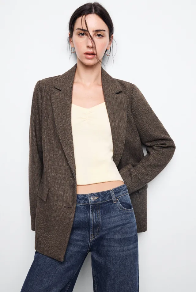 Mango TEEN oversized blazer met print - bruin