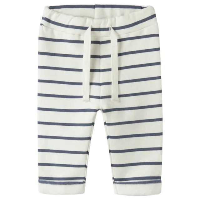 NAME IT BABY regular fit gestreepte joggingbroek ecru Ecru/blauw