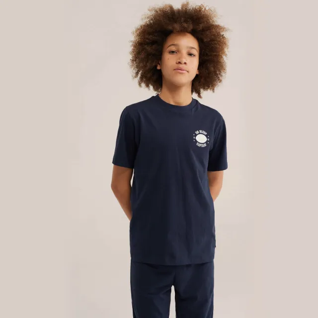 WE Fashion pyjama met backprint marineblauw