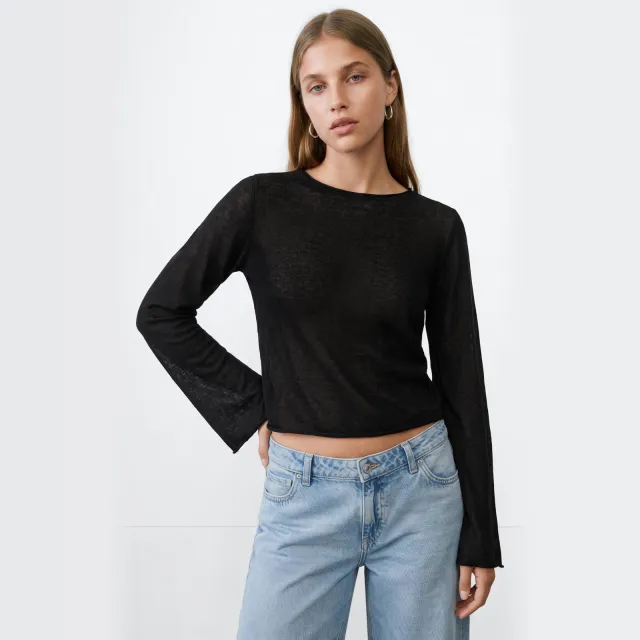 Mango TEEN gebreide top zwart, foto 3