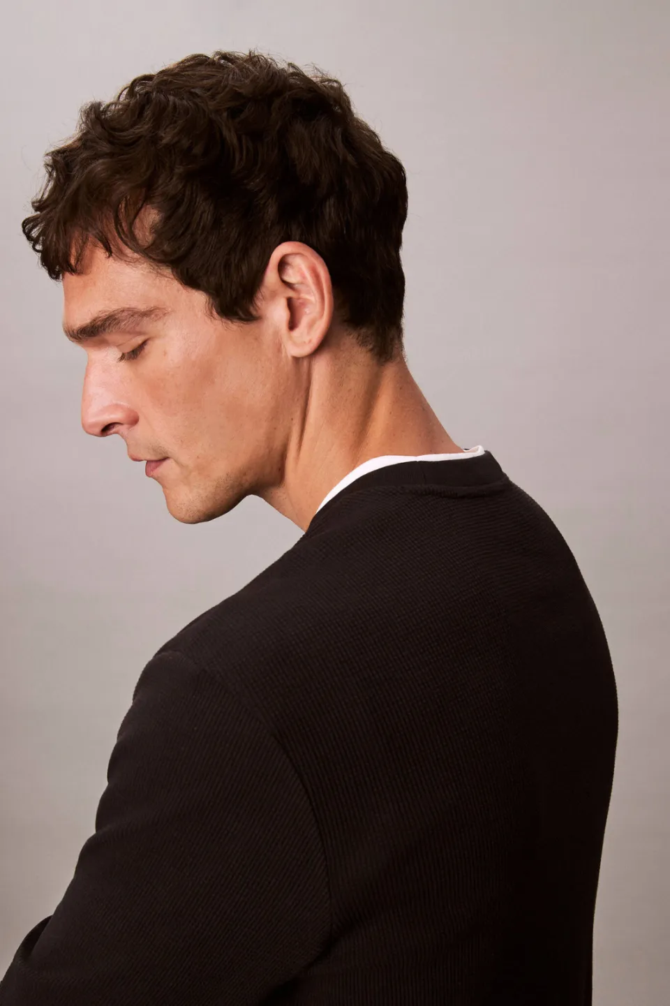 Calvin Klein JEANS longsleeve met ingebreid patroon zwart, foto 6