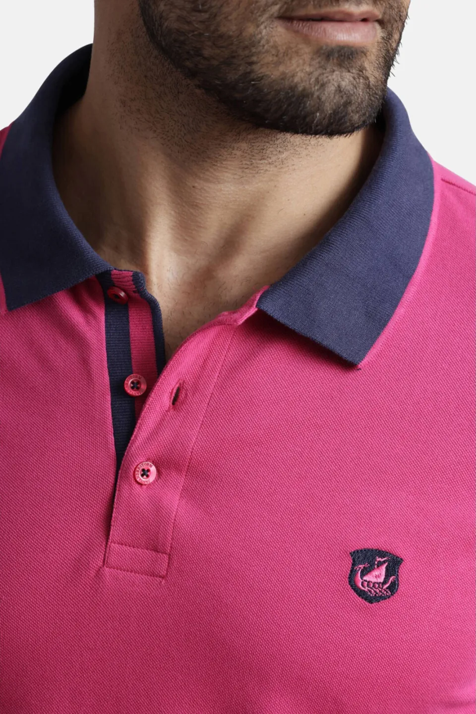 Jan Vanderstorm polo LAVRANS Plus Size met contrastbies roze, foto 5