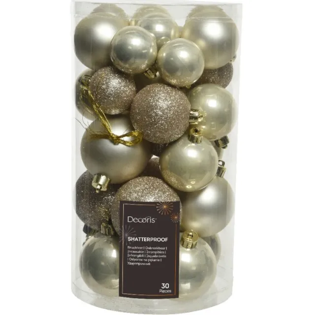 Kaemingk BV 30 onbreekbare kerstballen mixkoker parel Goudkleurig