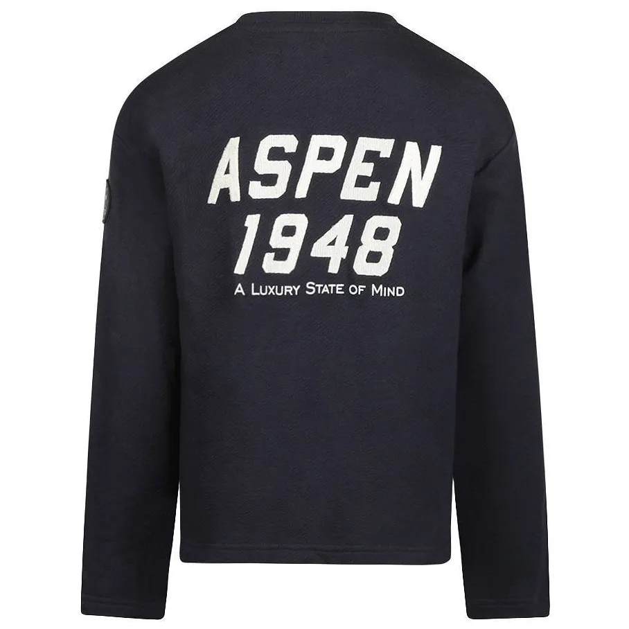 No Way Monday rechtvallende longsleeve met backprint donkerblauw, foto 3