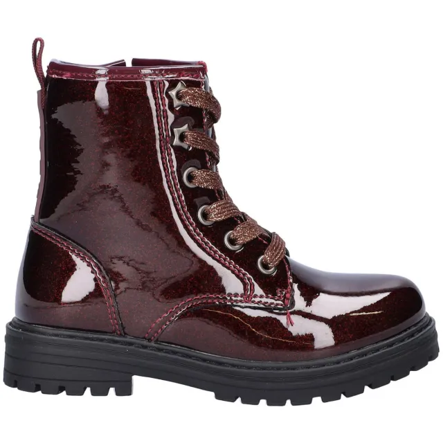 Nelson Kids lakleren enkelboots met glitters en profielzool - bordeaux
