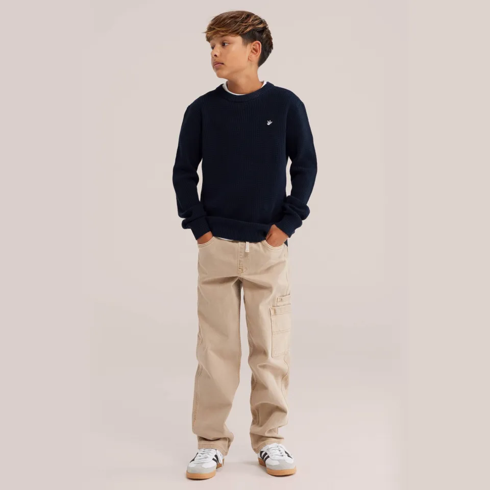 WE Fashion katoenen gebreide trui - donkerblauw, foto 3
