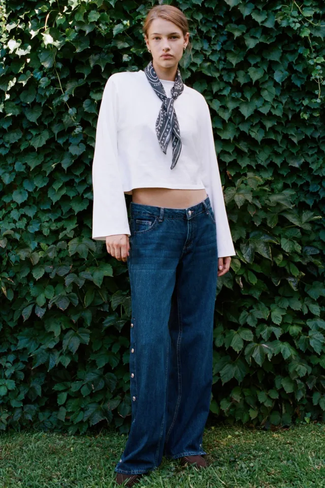 Mango TEEN wide leg jeans - dark blue denim