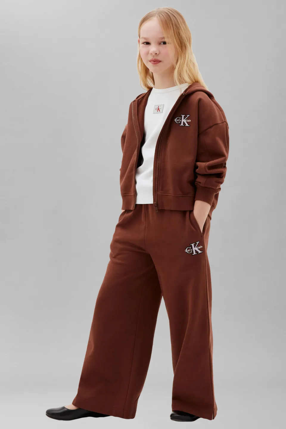 Calvin Klein wide leg sweatbroek bruin