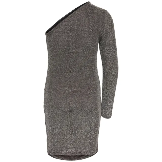 Only KIDS ONLY GIRL one shoulder midi glitterjurk met glitters - donkerbruin