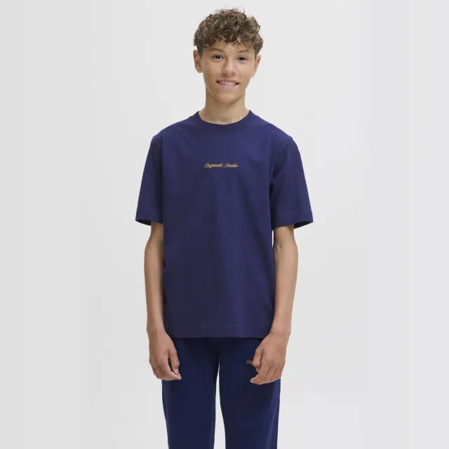 Jack & Jones Junior t-shirt donkerblauw met tekstprint