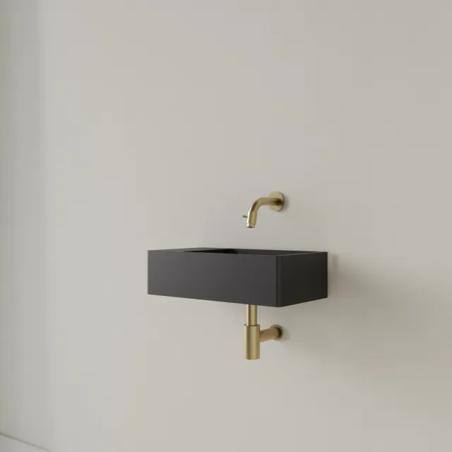 Gliss Design Fontein Gliss Design Freya Solid Marble 40x22x10 cm Zonder Kraangat Links Mat Zwart