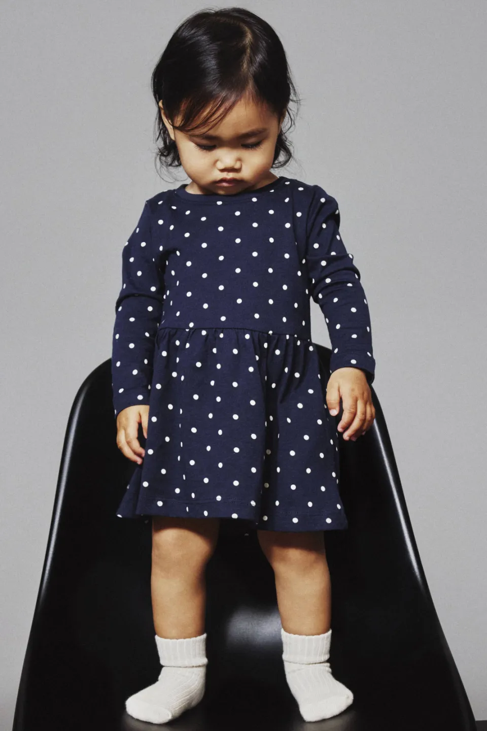 NAME IT mini jurk met stippen donkerblauw wit Donkerblauw/wit