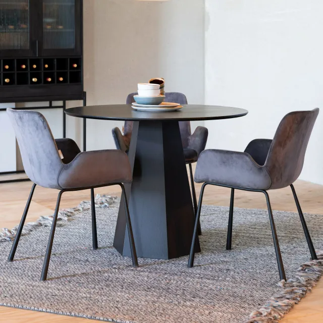 Zuiver Ronde Eettafel 'Pilar' Essenhout, 100cm, kleur Zwart, foto 2