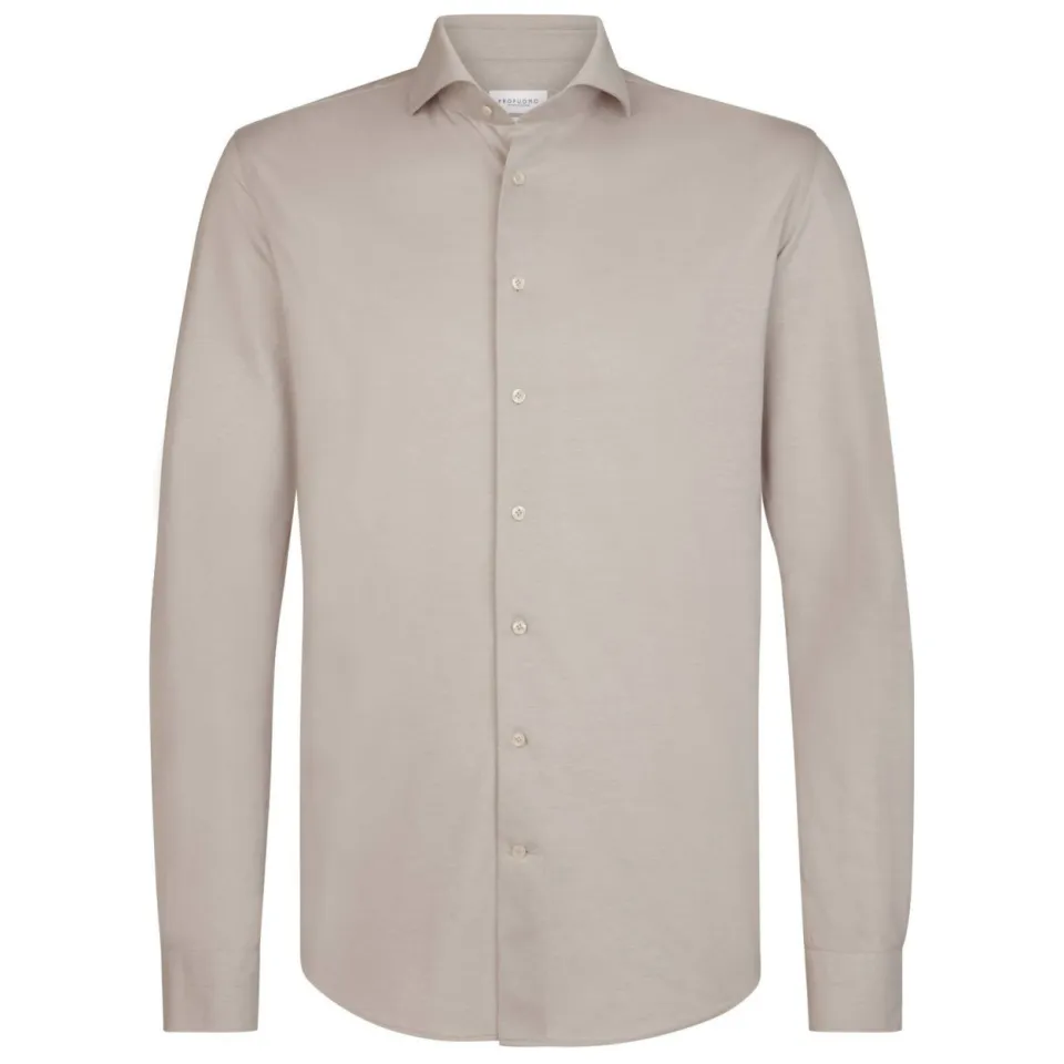 Profuomo slim fit strijkvrij overhemd beige, foto 2